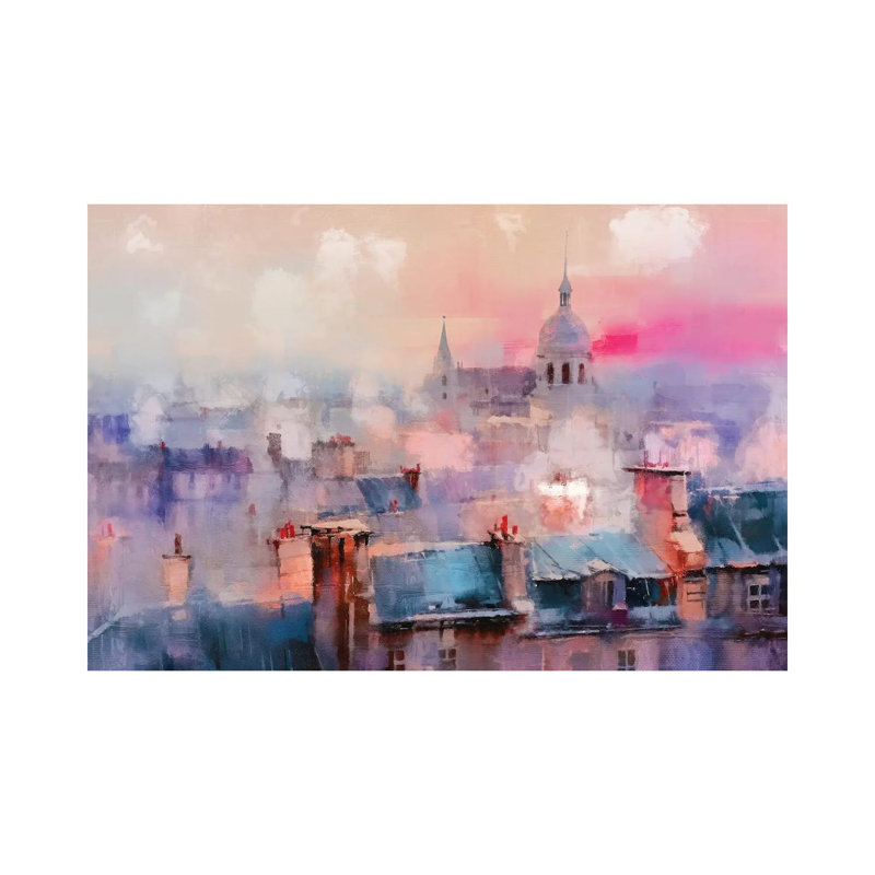 Paris, toit supérieur, impression d'art mural, H 12 po x l 18 po, Toile tendue, Ne s’applique pas