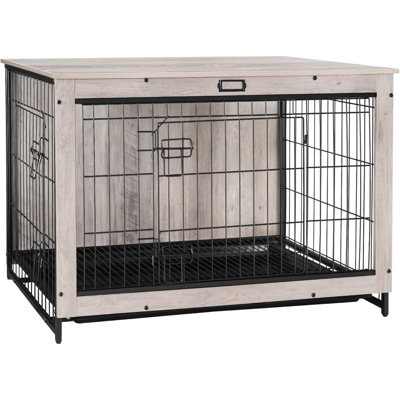 Eluterio Wood Pet Crate with 2 Doors