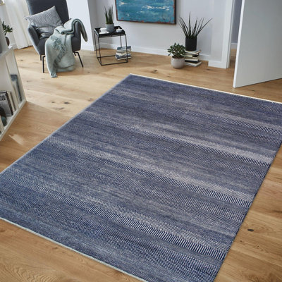 Striped Area Rug in Navy/Gray