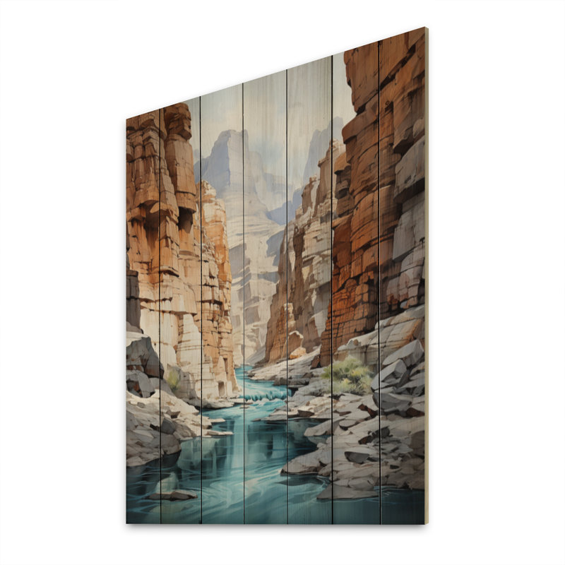 Art mural en bois canyon, impression de paysage désertique - Canyon Endless Journey IX, H 32 po x l 24 po x P 0,78 po