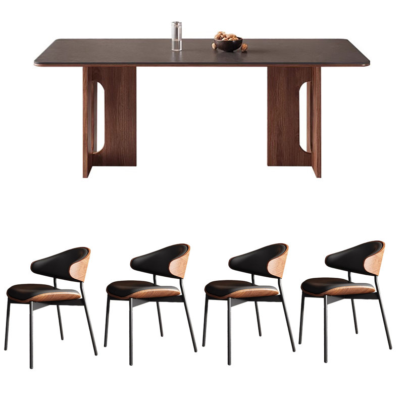 Ensemble de salle à manger rectangulaire rétro, Noir, H 29,5 po x L 63 po x l 31,5 po