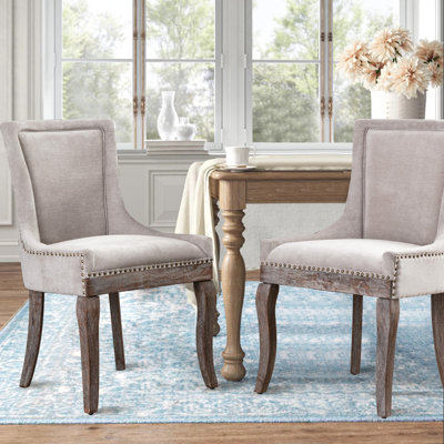 Bronze Nail Head Upholstered Side Dining Chair by One Allium Way