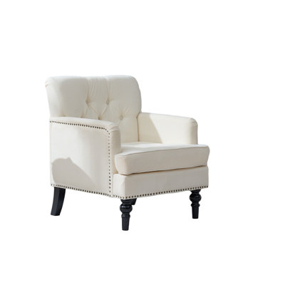 Fauteuil d'appoint rembourré capitonné 2 pièces
