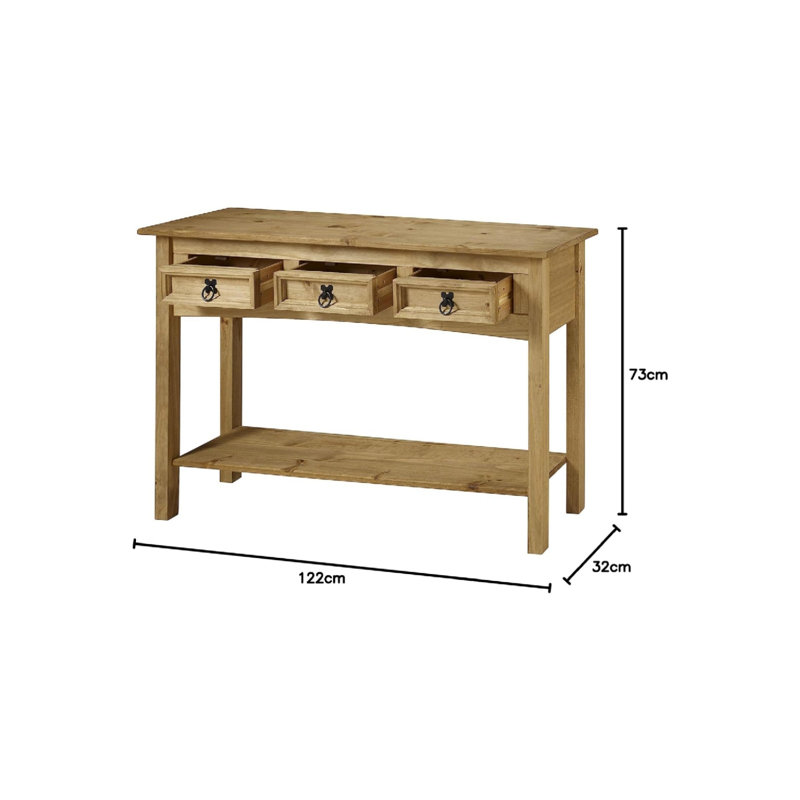122 cm W Solid Wood Top Console Table