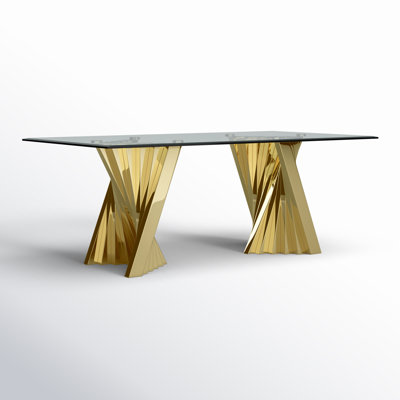 Ammerman Glass Top Metal Base Dining Table