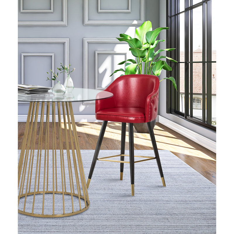 Tabouret de comptoir 27,9 po Eldredge, Cuir végétalien rouge