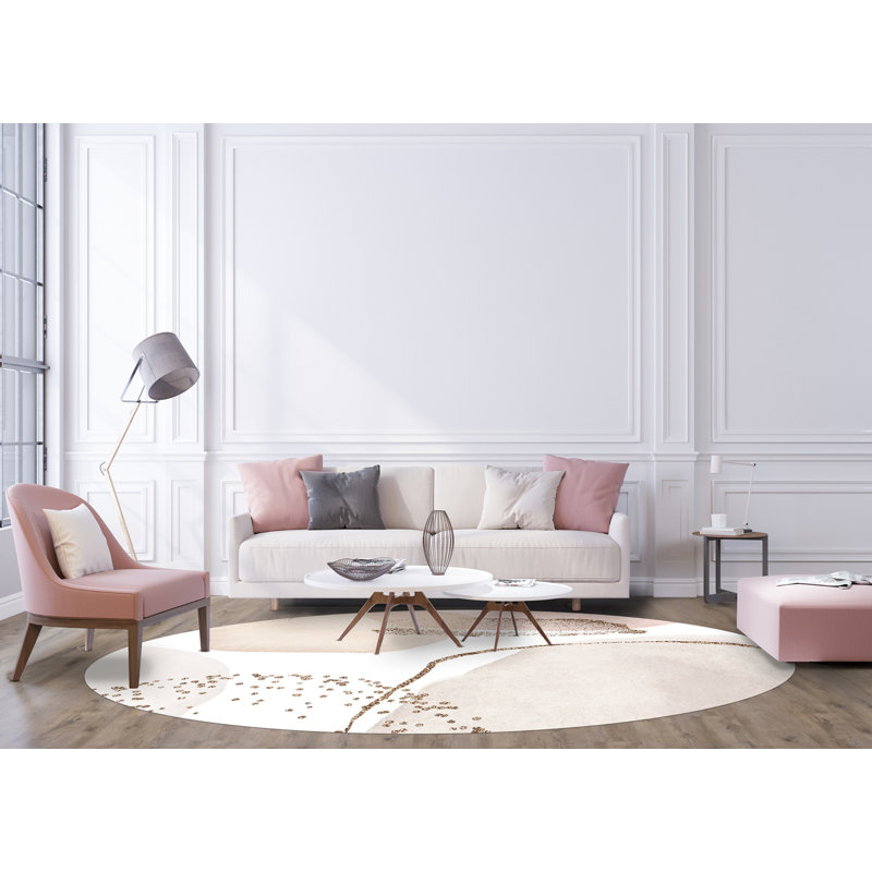 Sady Vinyl Machine Printed Area Rug, Round 150cm