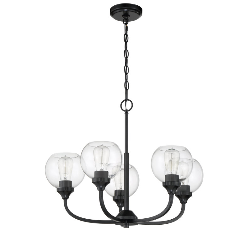 Lustre sphérique à 5 lumières Glenda, Noir
