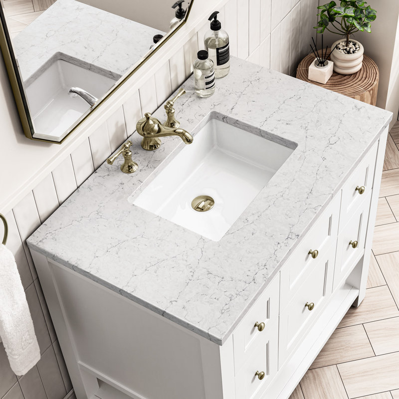 Breckenridge 36'' W Single Vanity, Bright White, White Zeus, 8" Widespread