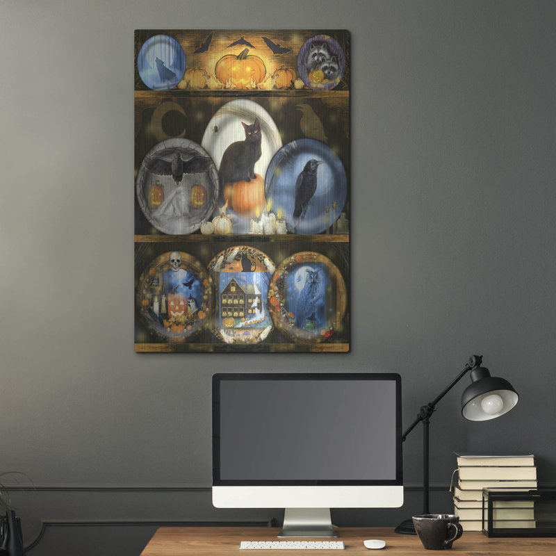 «Spooky Halloween Plates» par Art and a Little Magic, art mural en métal, H 36 po x l 24 po