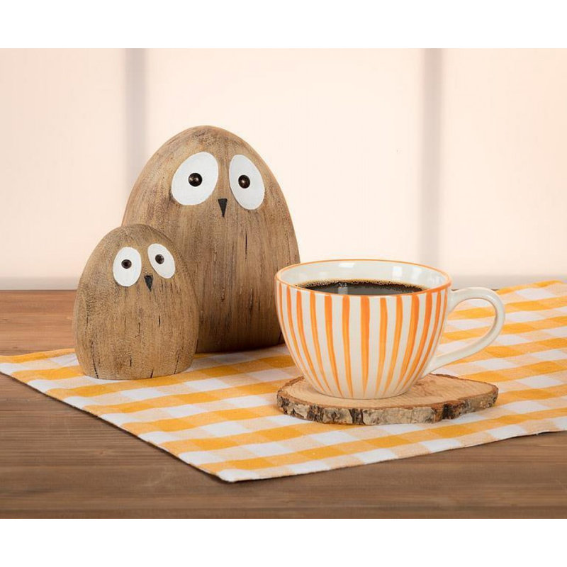 Figurine petite hibou en bois, H 4 po x l 3,25 po x P 1,75 po
