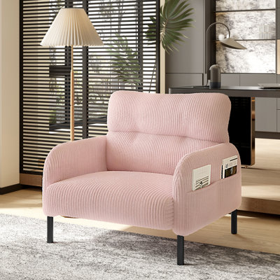 Fauteuil capitonné en velours côtelé de 26,4 po de largeur