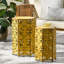 Paire de tables d'appoint en fer, jaune antique, charmant 2 panneaux ajourés - fer, choix de style fascinant