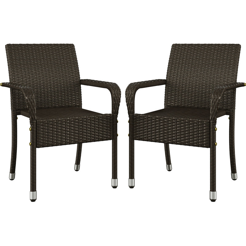 Stackable Outdoor Patio Dining Armchair, Brown