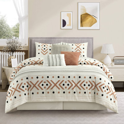 Olga Taupe Polyester 7 Piece Comforter Set