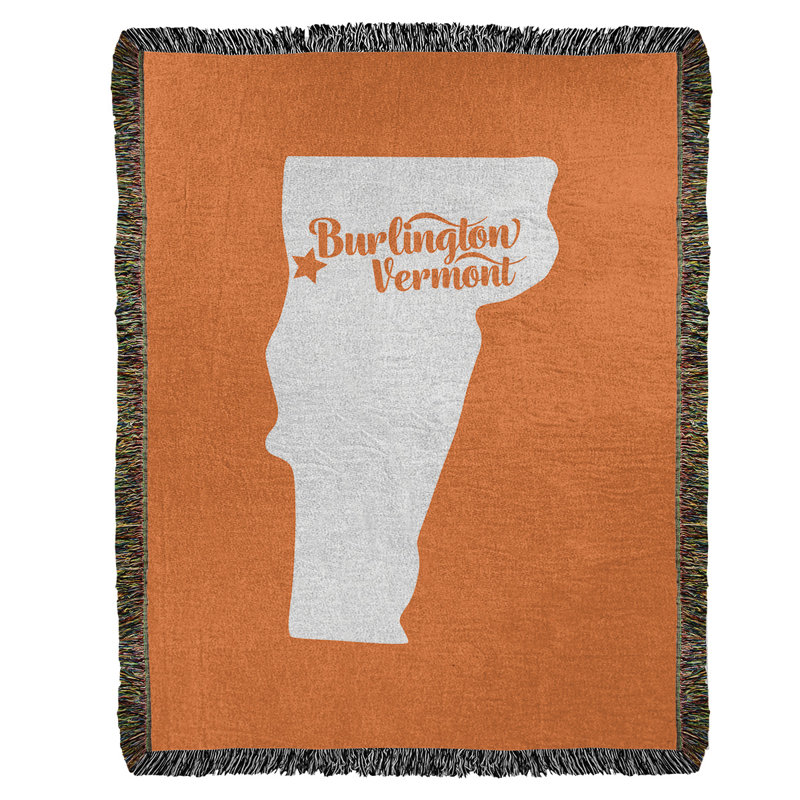 Jeté en coton tissé burlington vermont, l 50 po x L 60 po, Orange