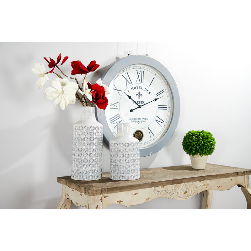Vase de table rond en céramique, H 18,25 po x l 7,70 po x P 7,70 po
