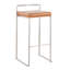 Tabouret de bar empilable contemporain, 16 po x 17,5 po x 34 po, similicuir, ensemble 2 pièces, brun clair, style contemporain