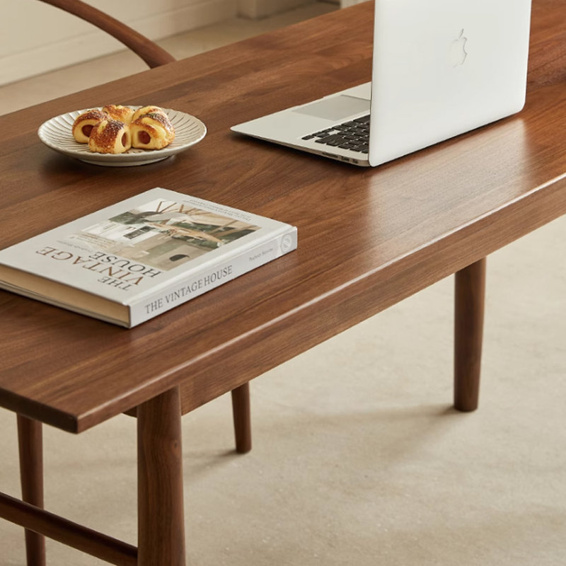 High-quality Walnut Solid Wood Writing Desk, 29.52" H x 78.74" W x 27.55" D