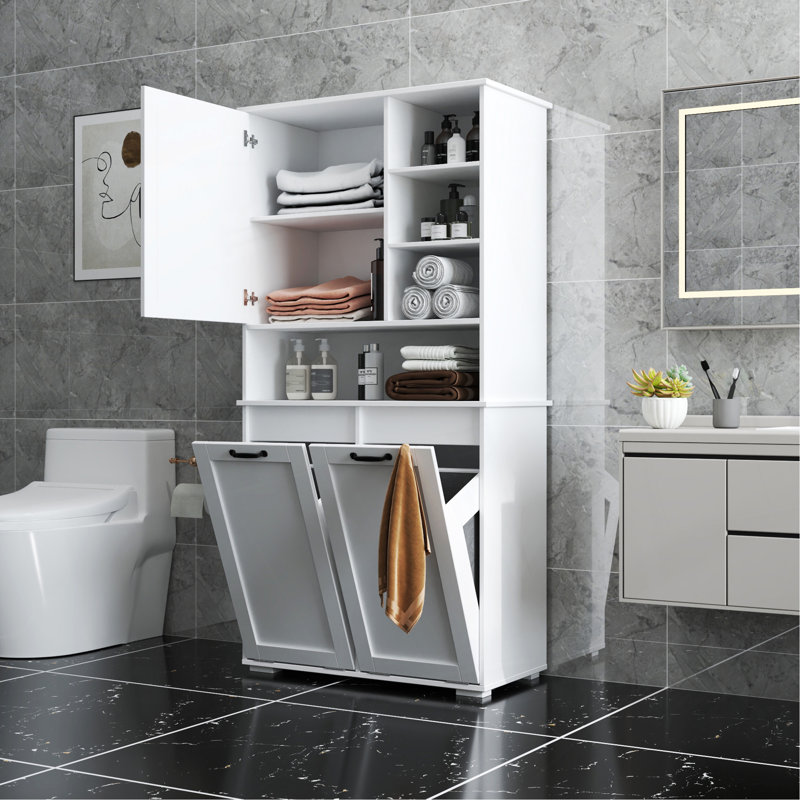 Versatile Freestanding Laundry Cabinet With Multiple Storage Options