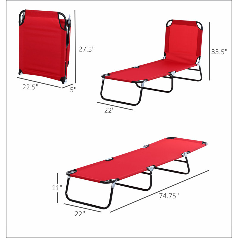 Outsunny Folding Chaise Lounge Pool Chairs, Outdoor Sun Tanning Chairs with 5-Level Reclining Back, Steel Frame for Beach, Yard, Patio