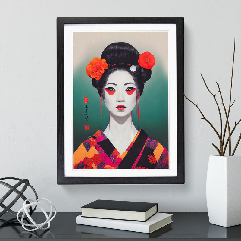 Contemporary Geisha No.5 - Single Picture Frame Print, Black, 64cm H x 46cm W x 2cm D