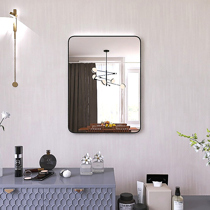 Miroir de salle de bain avec cadre en aluminium noir