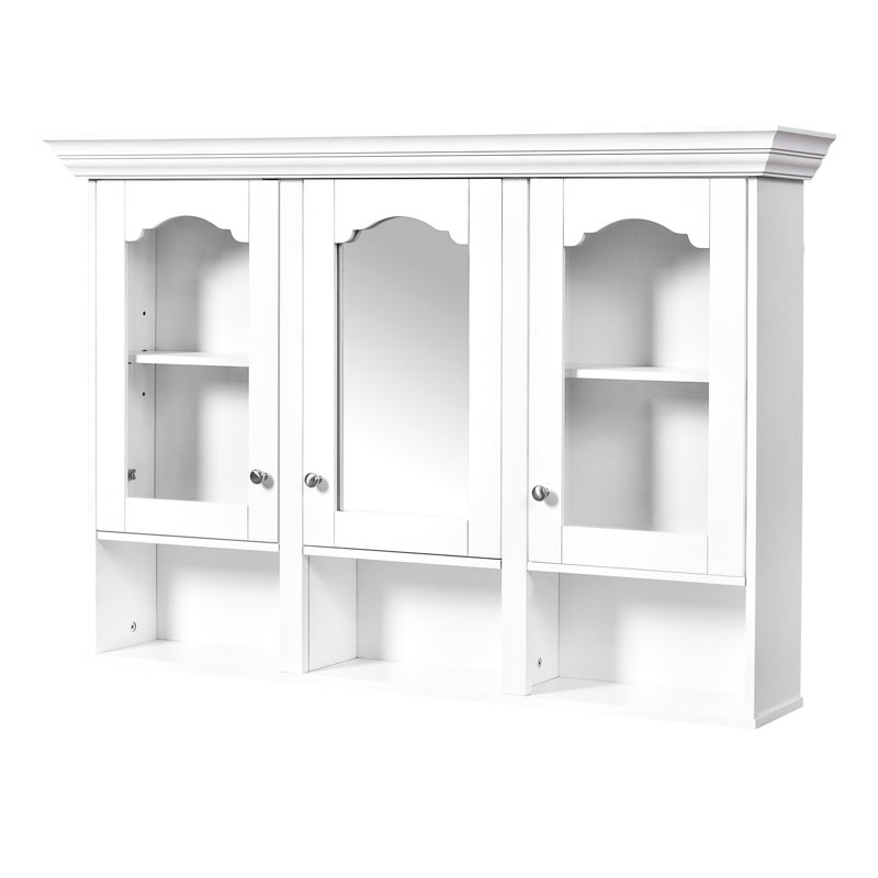 Armoire de rangement de salle de bain avec miroir - 5 tablettes et plus, tablette blanche élégante