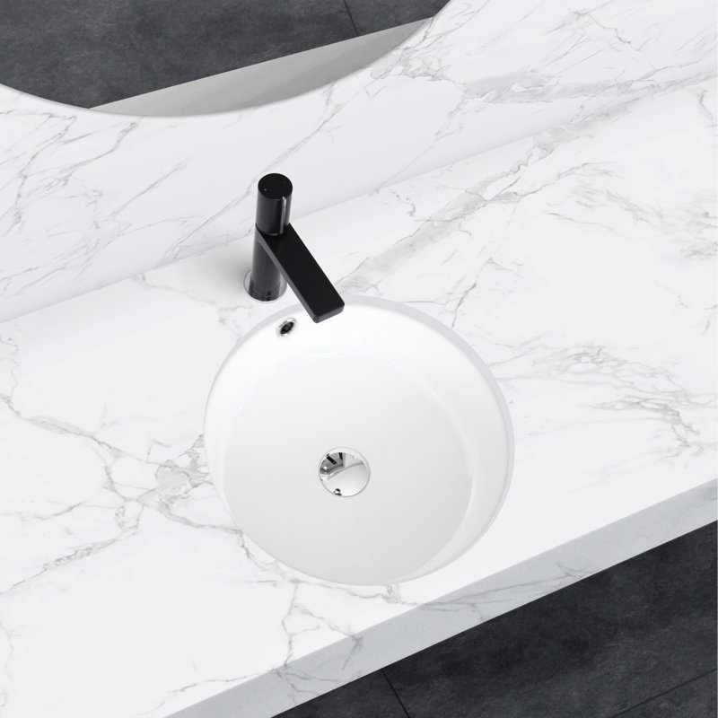 Natty 16" Round White Ceramic Undermount Bathroom Sink
