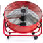 Ventilateur de plancher commercial de 24 po Vie Air - Ventilateur rouge à grande vitesse avec réglages à 3 vitesses, tête inclinable et roues pour le transport