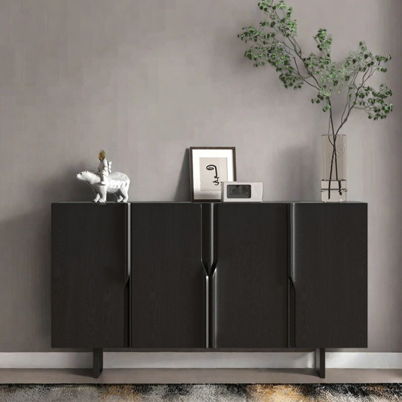 Console Mid-Century moderne en bois massif, H 33,5 po x l 55,1 po x P 15,7 po