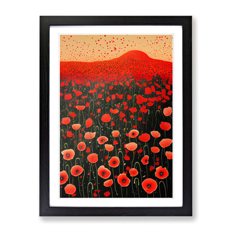 Leontine Poppy Field Paint Splatter Vol.3 1 Piece Single Picture Frame Wall Art, 34cm H x 25cm W x 1.99cm D, Black