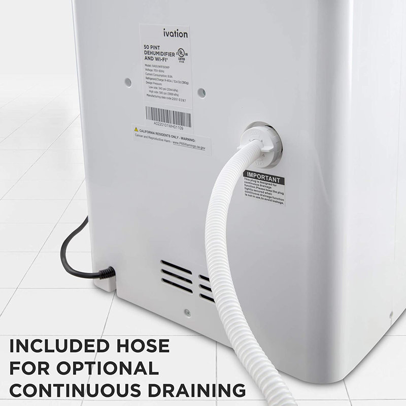 Ivation 50 Pints Console Dehumidifier for Rooms up to 4500 Cubic Feet