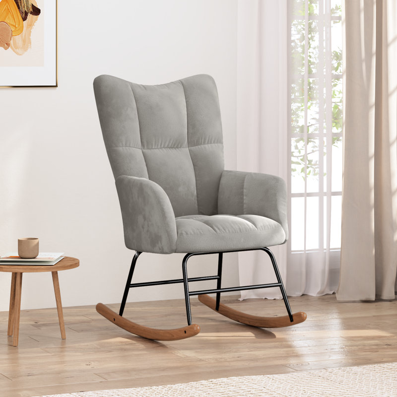 Khennedi Rocking Chair Velvet, Dark Gray