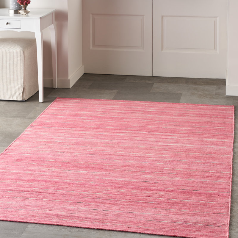 Anerinda Solid Hand Loomed Wool/Cotton Area Rug in Rose Pink, Rectangle 5'3" x 7'5"