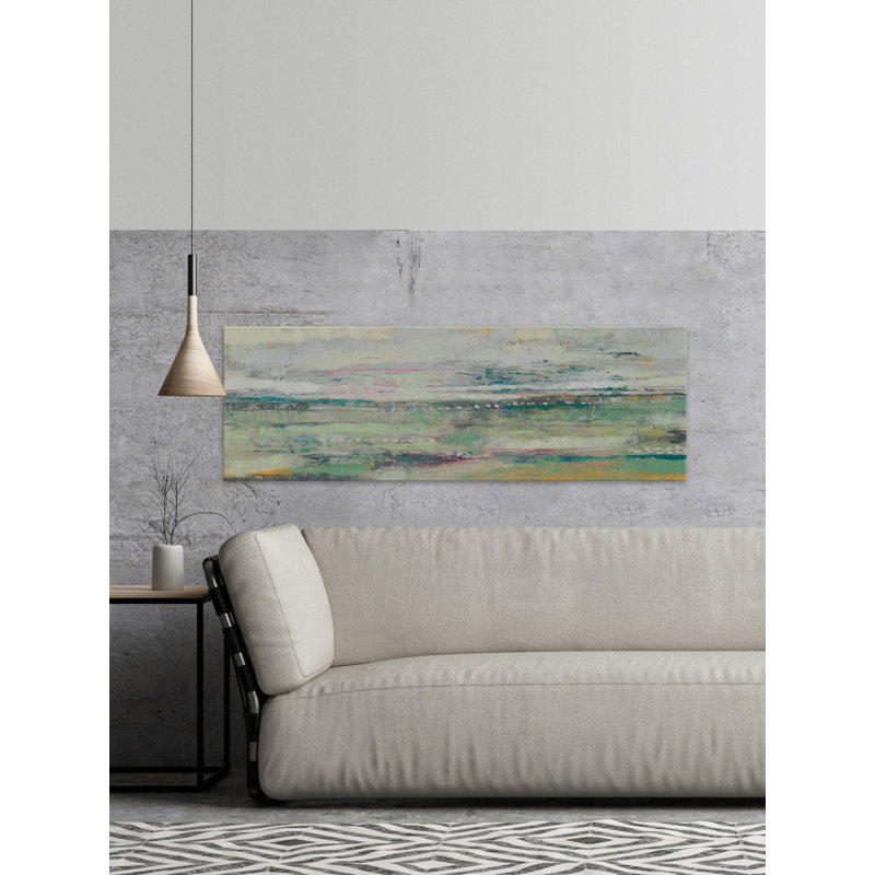 « mou scape iv », reproduction de peinture à l’acrylique sur toile tendue, H 15 po x l 45 po x P 1,5 po