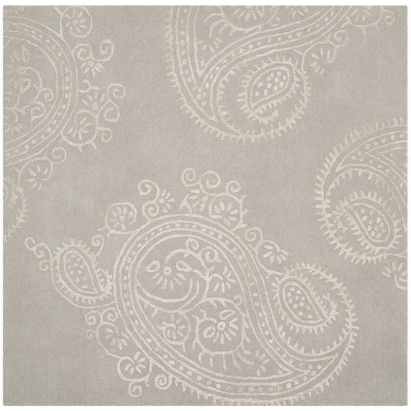Tapis cachemire en laine et viscose Rudra, Carré 5 pi