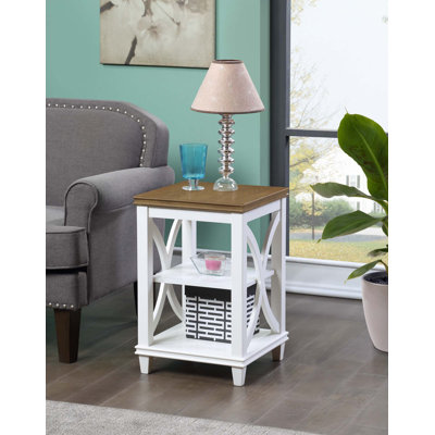 Table de bout haute avec rangement en bois massif Pettegrow 24 po