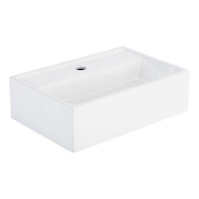 18" Kaisy White Porcelain Rectangular Wall Mount Bathroom Sink with Overflow