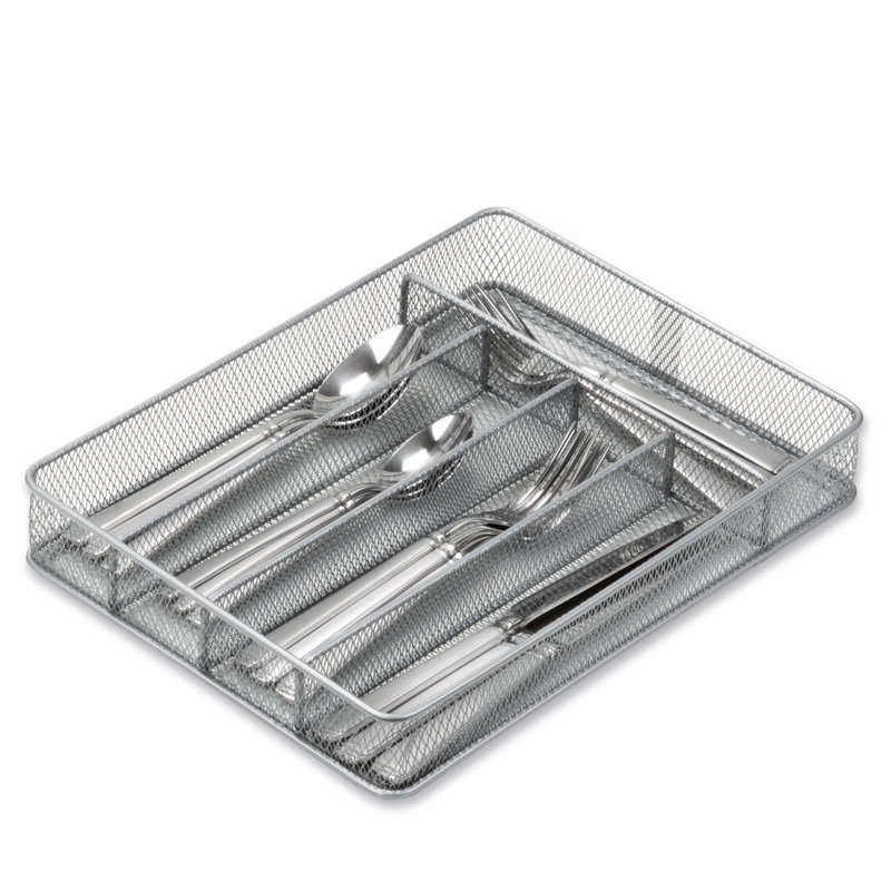 Honey-Can-Do Silver Steel Mesh 5-Compartment Drawer Organizer