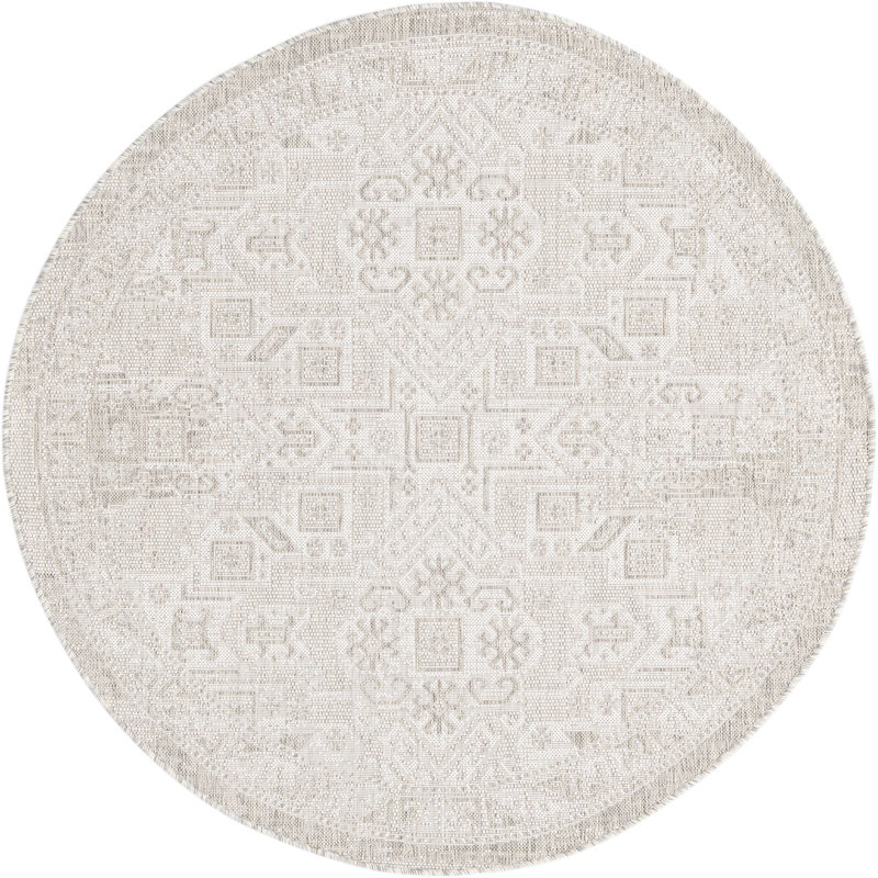 Tapis d'extérieur couleur beige, Rond 5 pi 3 po