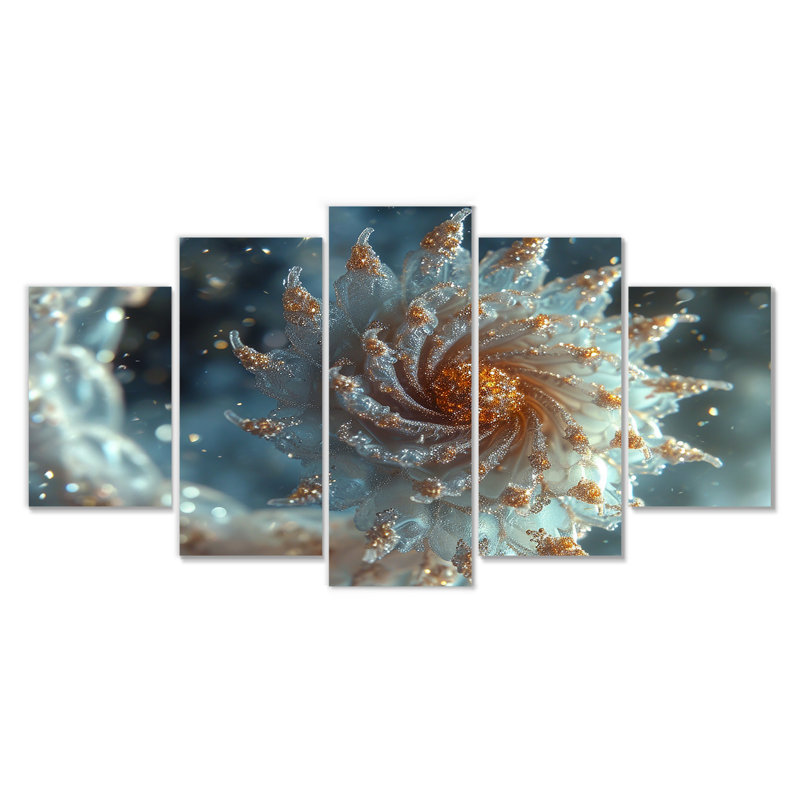 Winter Magic Curl - Fractal, art mural 5 pièces, H 32 po x l 60 po