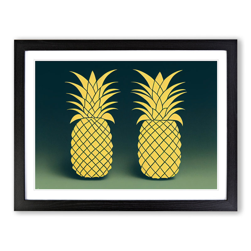 Abstract Pineapple Art Vol.1 - Single Picture Frame Print, Black, 46cm H x 64cm W x 2cm D