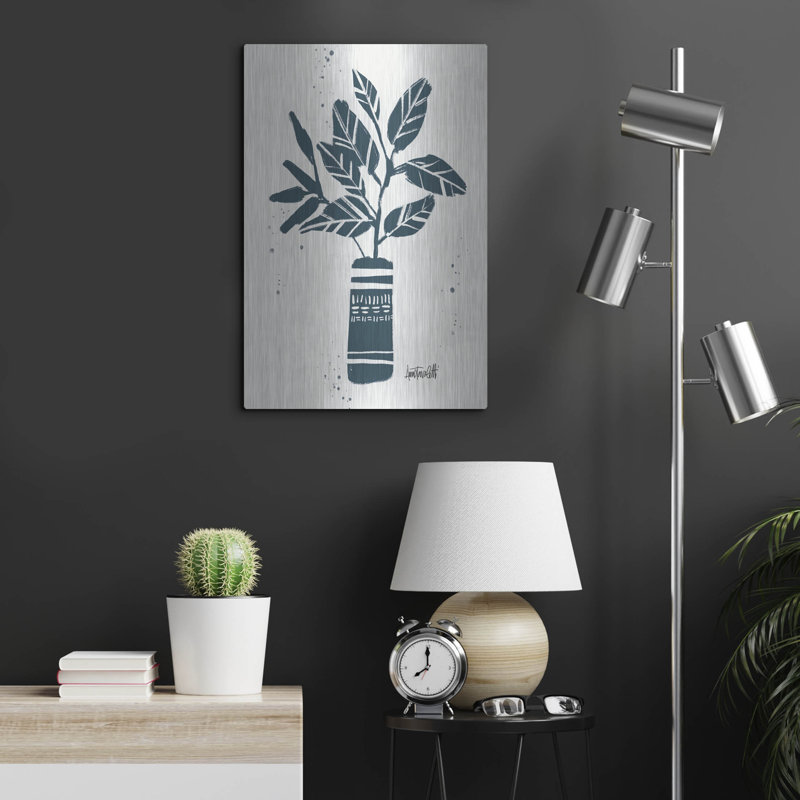 Art mural en métal «Luxe Blue Botanical Sketches 6» par Anne Tavoletti, H 24 po x l 16 po