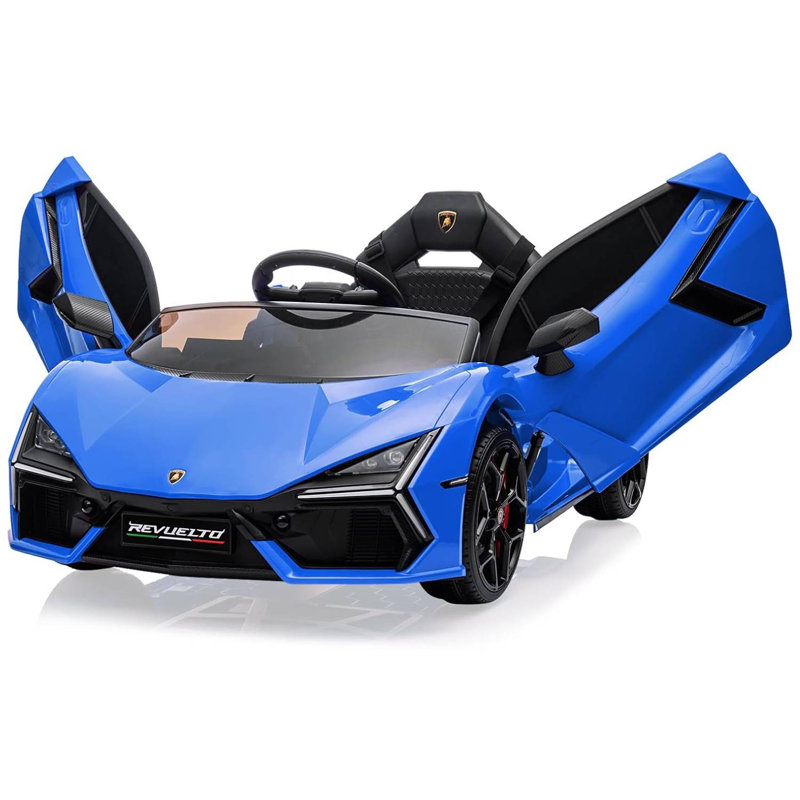 12V Kids Lamborghini Revuelto Ride-On Car, Electric Sports Car Toy with Remote, Bluetooth, Music & LED Lights, Blue