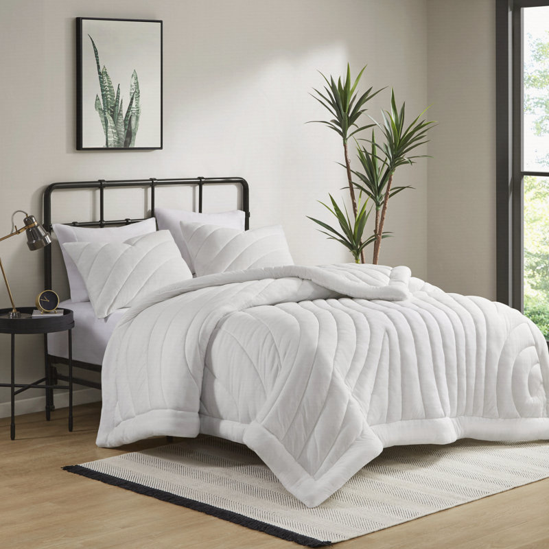 Ensemble d'édredon 3 pièces, Blanc, Édredon double / grand et 2 pièces supplémentai