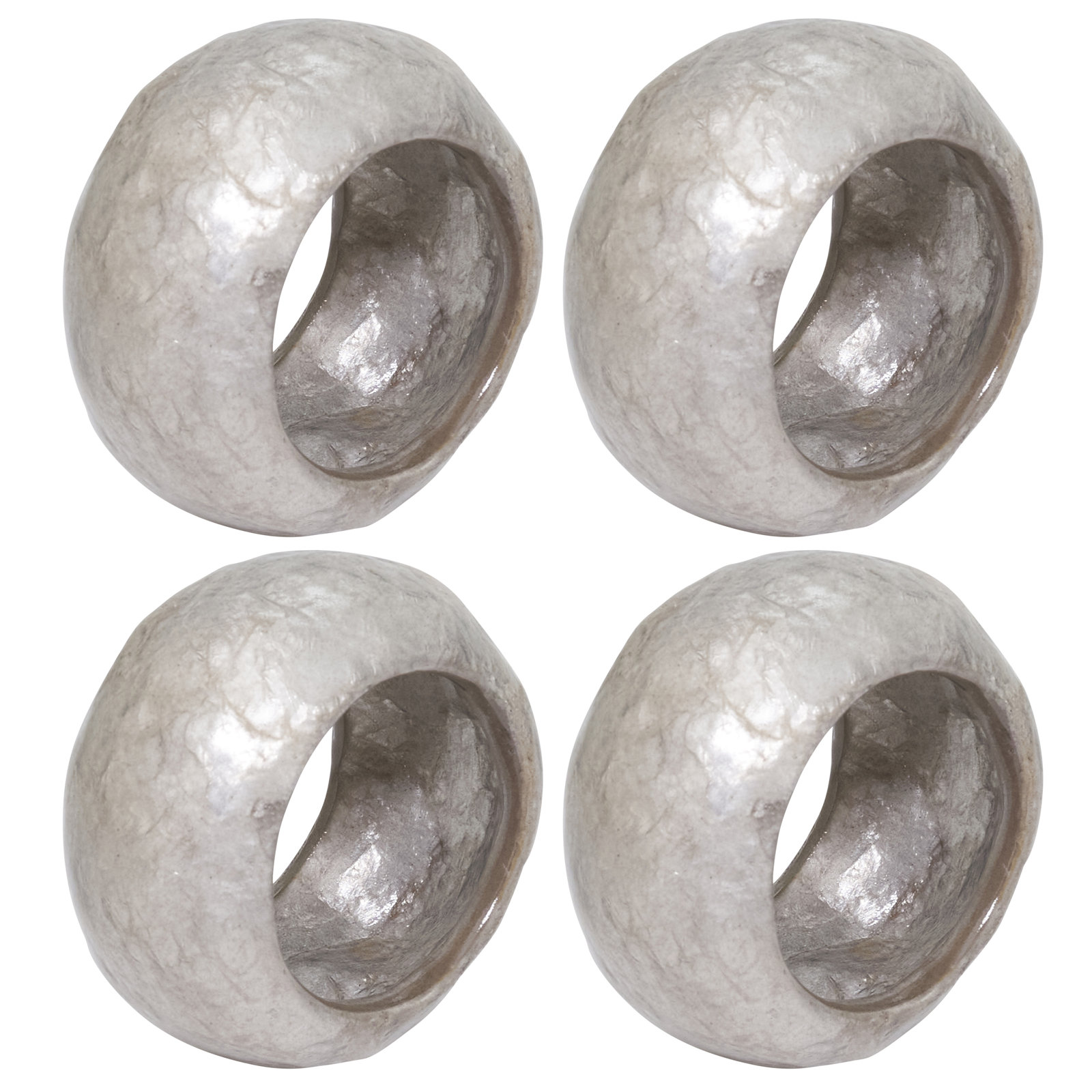Textured Capiz Napkin Ring (Set of 4), Silver
