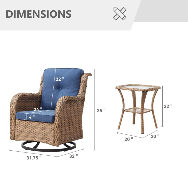 Ensemble de conversation avec coussins Isella, Bleu, Marron clair