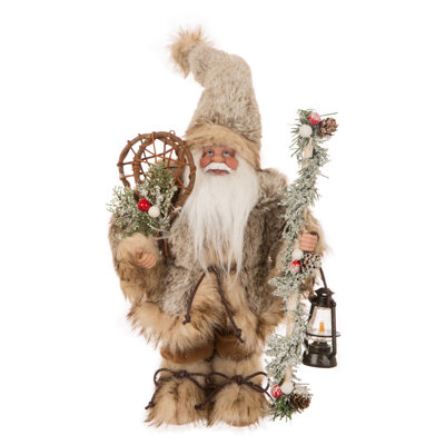 Debout père noël Faux Fur Figurine