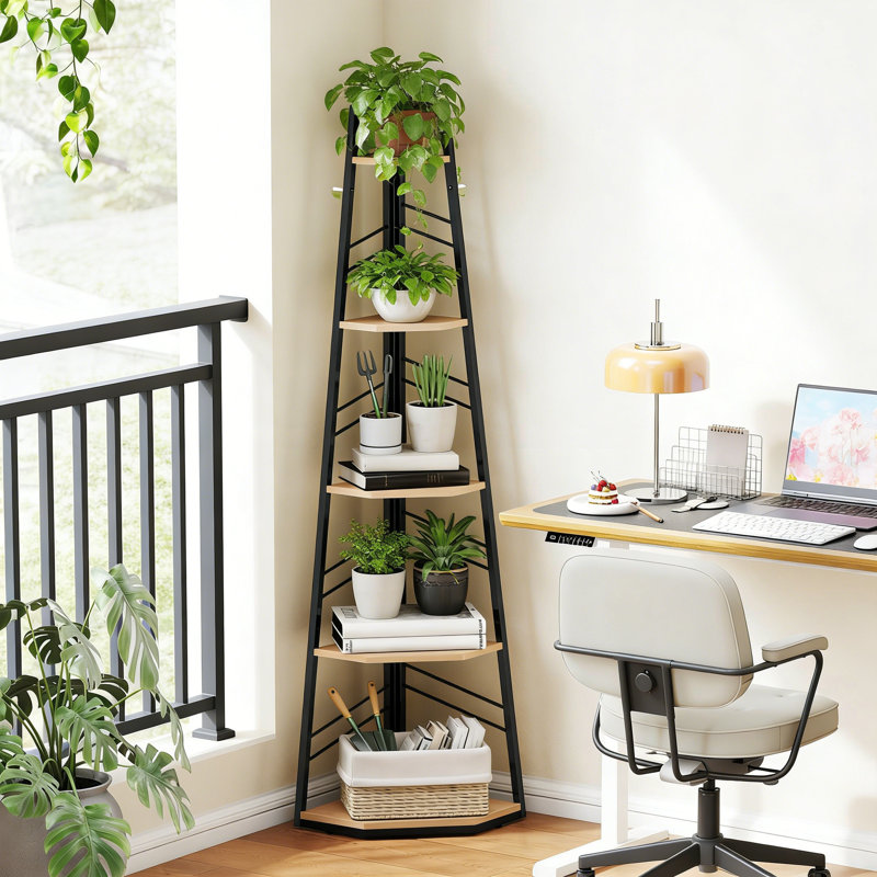 159.5 cm H x 36.5 cm W Corner Bookcase, Natural